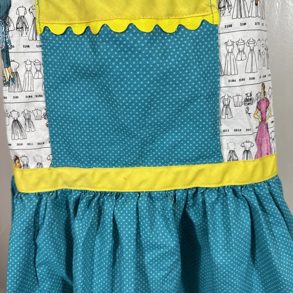 Vtg Full Denim Bib Full Apron Tie Back Sewing Patterns Handmade Pocket
